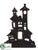 Silk Plants Direct Glitter Haunted House Ornament - Black - Pack of 4