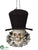 Rhinestone Skull Ornament - Black Beige - Pack of 6