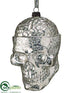 Silk Plants Direct Glass Skull Ornament - Silver Antique - Pack of 12