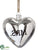Mrs. Glass Heart Ornament - Silver Antique - Pack of 12