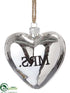Silk Plants Direct Mrs. Glass Heart Ornament - Silver Antique - Pack of 12