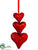 Heart Ornament - Red - Pack of 24