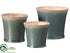 Silk Plants Direct Rimmed Ceramic Pot - Blue Green - Pack of 3
