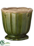 Silk Plants Direct Rimmed Ceramic Pot - Green - Pack of 4