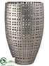 Silk Plants Direct Basket Weave Pattern Ceramic Vase - Pewter - Pack of 1