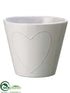 Silk Plants Direct Heart Ceramic Container - White Pink - Pack of 8