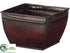 Silk Plants Direct Embossed Tin Cache Square Pot - Brown - Pack of 12
