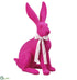 Silk Plants Direct Bunny With Bow Tie - Pink Hot - Pack of 1