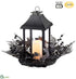 Silk Plants Direct Battery Operated Spider, Maple, Berry Faux Candle Lantern With Light - Black - Pack of 1