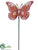 Silk Plants Direct Butterfly Garden Stake - Red - Pack of 6
