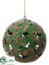 Silk Plants Direct Ball Ornament - Green Antique - Pack of 4