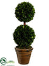 Silk Plants Direct Preserved Boxwood Two Ball Topiary - Green - Pack of 2