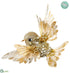Silk Plants Direct Sequin Bird With Clip - Gold - Pack of 12