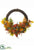 Silk Plants Direct Pumpkin , Maple, Oak, Sedum, Rosehip Half Wreath - Fall - Pack of 2