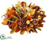 Silk Plants Direct Pine Cone, Wood Chip Leaf, Apple Candleholder With Glass - Fall - Pack of 4