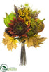Silk Plants Direct Sunflower, Pumpkin, Pine Cone Bouquet - Fall - Pack of 4