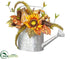 Silk Plants Direct Sunflower, Pumpkin, Berry in Tin Pitcher - Fall - Pack of 2