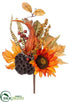 Silk Plants Direct Pumpkin, Lotus Pod, Sunflower Pick - Fall - Pack of 12