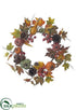 Silk Plants Direct Pumpkin, Pine Cone,  Pomegranate, Maple Leaf Wreath - Fall - Pack of 1