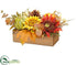 Silk Plants Direct Sunflower, Pumpkin,  Pine Cone Centerpiece in Wood Box - Fall - Pack of 4