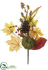 Silk Plants Direct Pumpkin, Maple Leaf, Berry, Pine Cone Spray - Fall - Pack of 12
