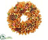 Silk Plants Direct Pine Cone, Wood Chip Leaf, Apple Wreath - Fall - Pack of 4