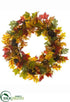 Silk Plants Direct Maple, Oak Leaf, Pine Cone, Berry Wreath - Fall - Pack of 4