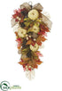 Silk Plants Direct Pumpkin, Pine Cone, Maple Door Swag - Cream Fall - Pack of 4