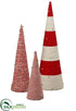 Silk Plants Direct Stripe Cord Cone Topiary - Red Natural - Pack of 2