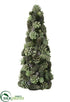 Silk Plants Direct Iced Pine Cone Topiary - Green Ice - Pack of 2
