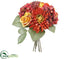 Silk Plants Direct Hydrangea, Rose , Mum, Skimmia Bouquet - Crimson Terra Cotta - Pack of 6