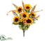Silk Plants Direct Sunflower, Heather Mixed Bush - Yellow Mustard - Pack of 12