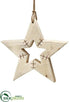 Silk Plants Direct Wood Star Ornament - Natural Beige - Pack of 6