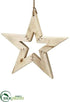 Silk Plants Direct Wood Star Ornament - Natural Beige - Pack of 6