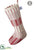 Merry Christmas Stripe Stocking - Red Beige - Pack of 6