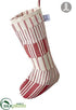 Silk Plants Direct Merry Christmas Stripe Stocking - Red Beige - Pack of 6