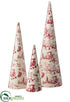 Silk Plants Direct Toile Cone Topiary - Red Beige - Pack of 2