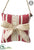 Merry Christmas Stripe Pillow Ornament - Red Beige - Pack of 12
