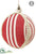 Stripe Ball Ornament - Red Beige - Pack of 12