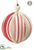Stripe Ball Ornament - Red Beige - Pack of 6