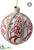 Holiday Printing Linen Ball Ornament - Red Beige - Pack of 6