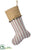 Stripe Pattern Stocking With Bells - Red Beige - Pack of 6