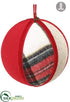 Silk Plants Direct Plaid Ball Ornament - Red Beige - Pack of 12