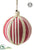 Stripe Ball Ornament - Red Beige - Pack of 6
