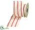 Silk Plants Direct Stripe Linen Ribbon - Red Beige - Pack of 6