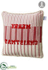Silk Plants Direct Merry Christmas Stripe Pillow - Red Beige - Pack of 6
