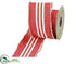 Silk Plants Direct Stripe Linen Ribbon - Red Beige - Pack of 6