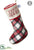 Merry Christmas Plaid Stocking - Red Beige - Pack of 6