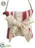Silk Plants Direct Merry Christmas Stripe Pillow Ornament - Red Beige - Pack of 12
