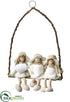 Silk Plants Direct Playing Winter Girls on Hanging Swing - White Beige - Pack of 4